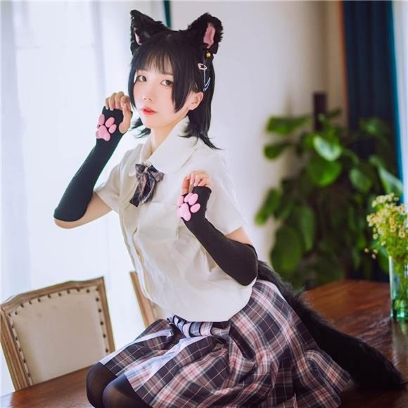 Cat Paw Mittens Gloves, Kawaii Cat Cosplay Kawaii Soft 3D Toes Beans Fingerless - Picture 4 of 6